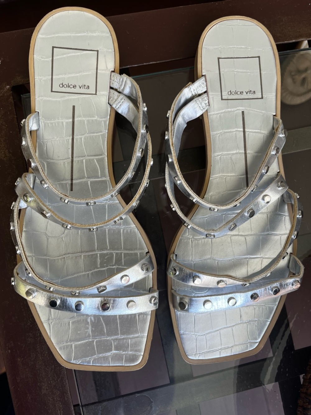 Dolce Vita Silver Studded Strappy Sandals